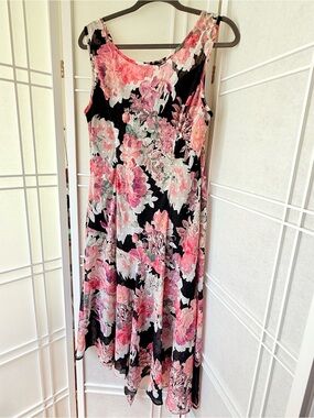 connected apparel Black Maxi Dress with Pink Floral Print